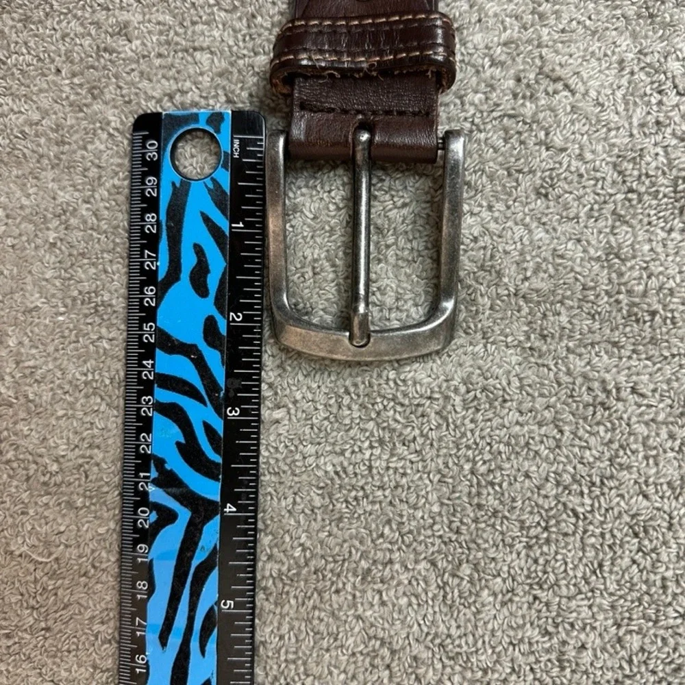 Bronzino Mens Brown Leather Belt Made in Italy Size 40/100 Contrast Stitch 1.5in